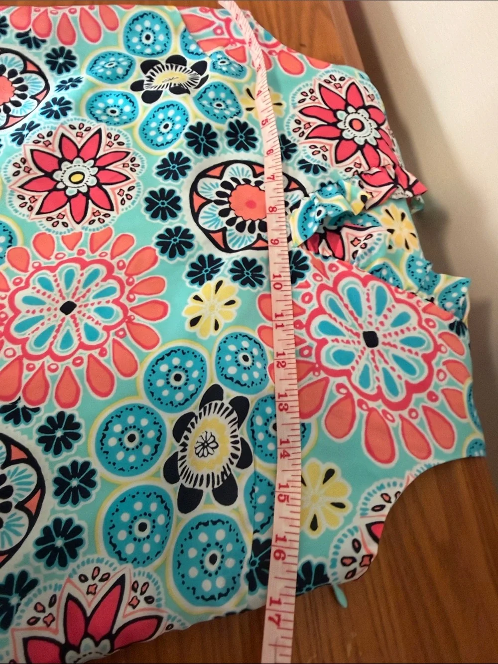 Carter's Aqua Floral Sleeveless Shift Dress with Coral and Navy Accents - Picture 10 of 17